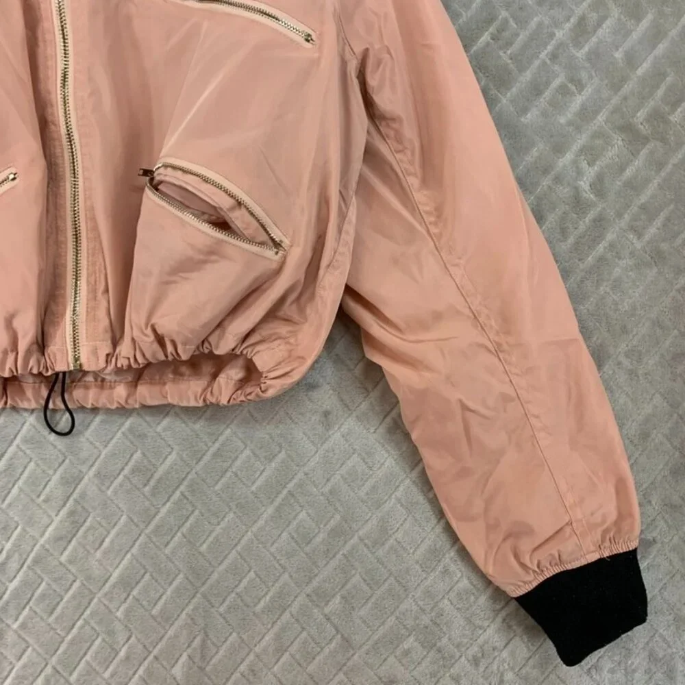 Better Be Womans Large Cropped Jacket Pink Full Zip Adjustable Sandy Grease